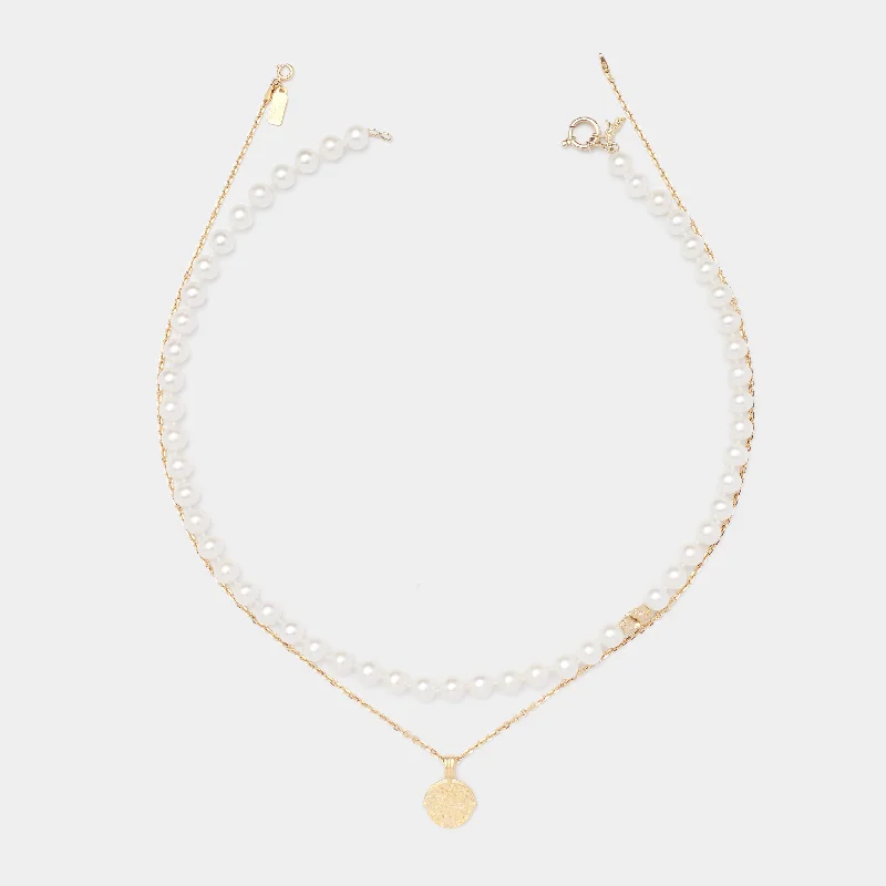 rover layered necklace-Louis II Pearl Zodiac Combo