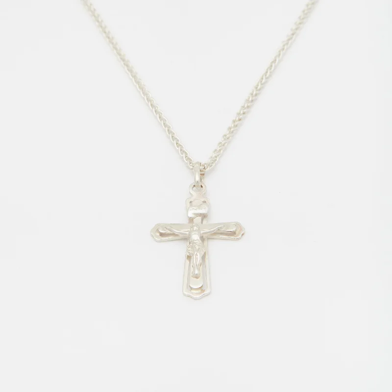 six-gem drop necklace-Henchey Crucifix Necklace in Silver