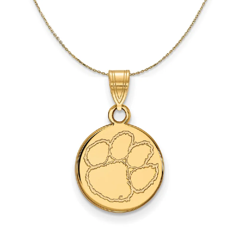 braided gold necklace-14k Yellow Gold Clemson U Small Disc Necklace