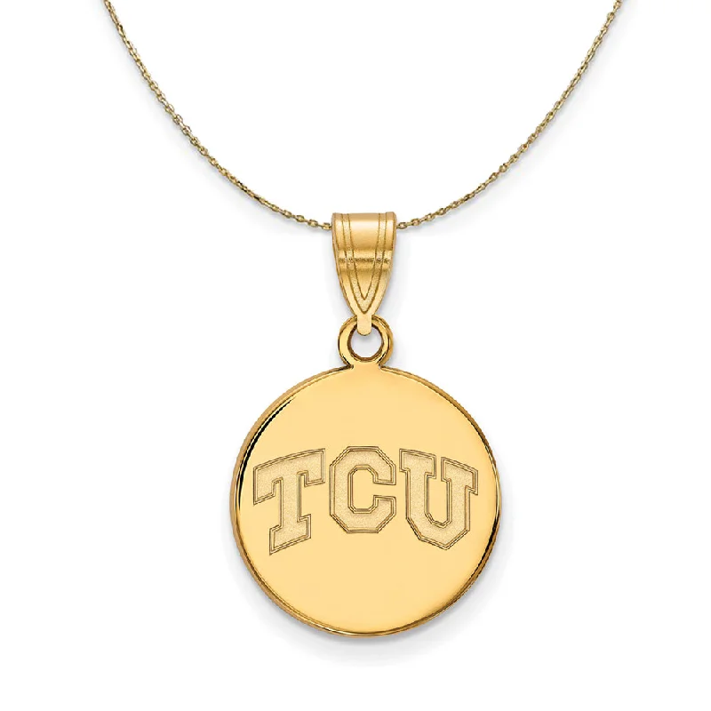 sci-fi matte necklace-14k Yellow Gold Texas Christian U. Md 'TCU' Disc Necklace