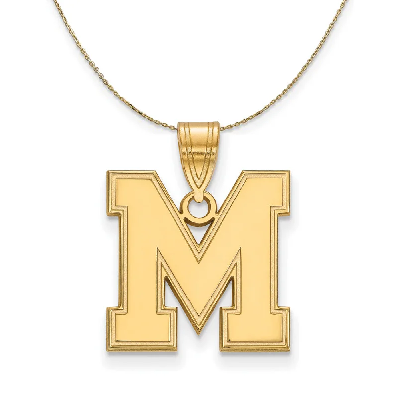 stretchable gold necklace-14k Yellow Gold U. of Memphis Medium Initial M Necklace