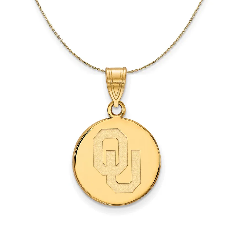 rose gold braided necklace-14k Yellow Gold U. of Oklahoma Md 'OU' Disc Necklace