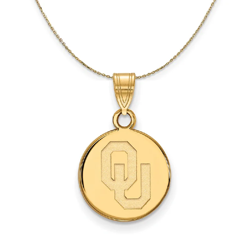 pearl braided necklace-14k Yellow Gold U. of Oklahoma Small 'OU' Disc Necklace