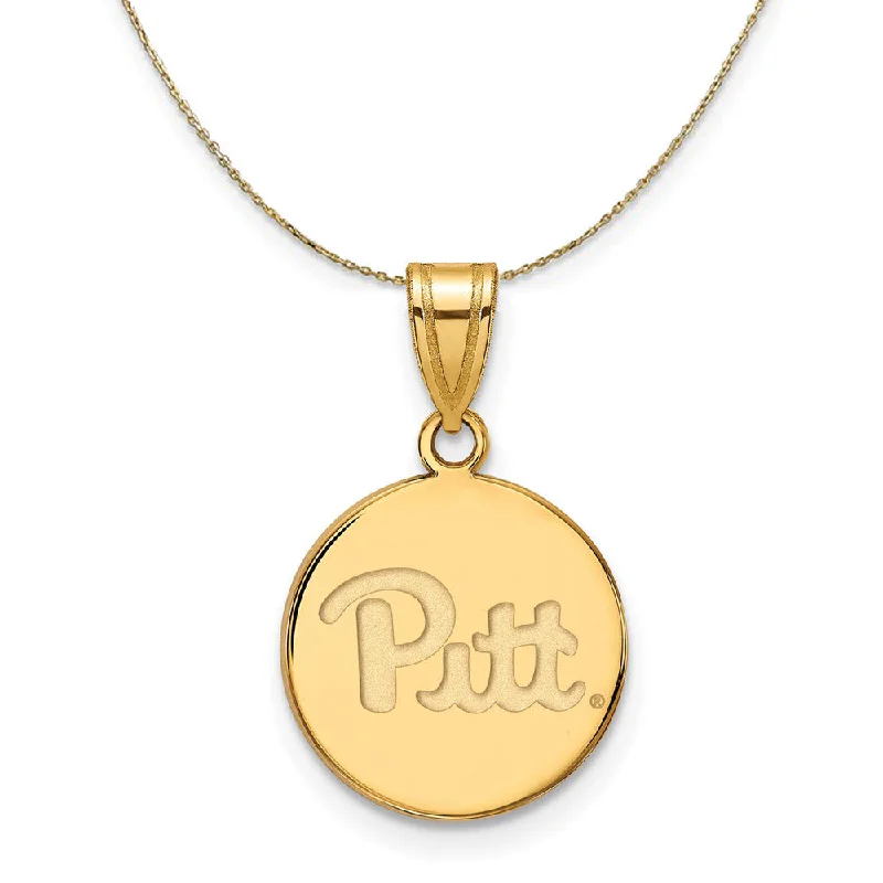 cast diamond necklace-14k Yellow Gold U. of Pittsburgh Medium Disc Necklace