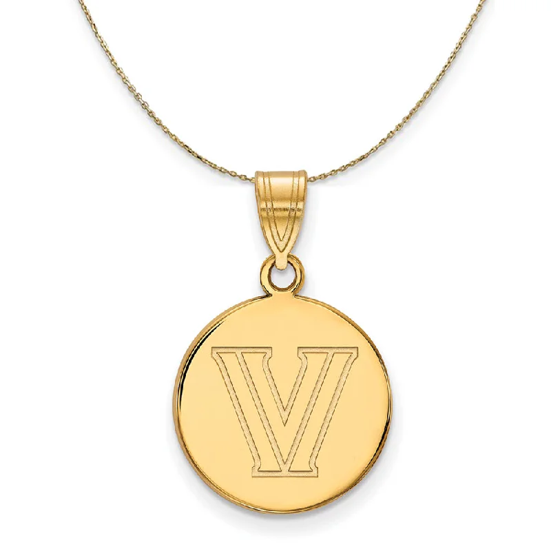 robust statement necklace-14k Yellow Gold Villanova U. Medium Logo Disc Necklace