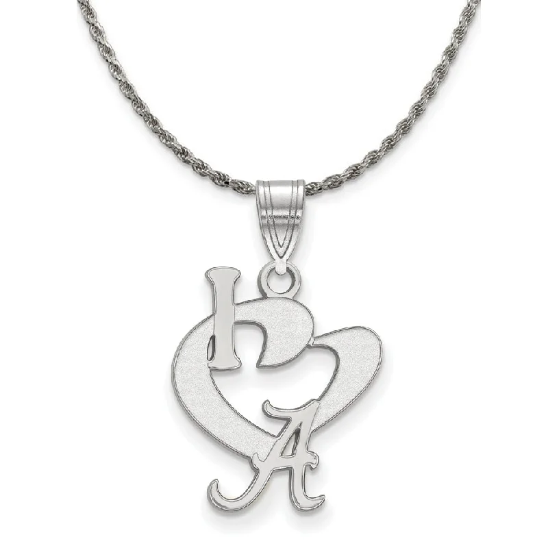 lavish pendant necklace-Sterling Silver U. of Alabama Lg 'I love A' Pendant Necklace