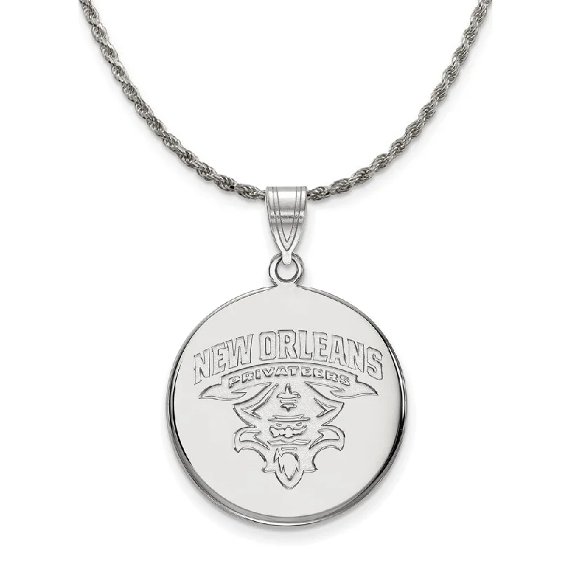 lavish pendant necklace-Sterling Silver U. of New Orleans Large Disc Pendant Necklace