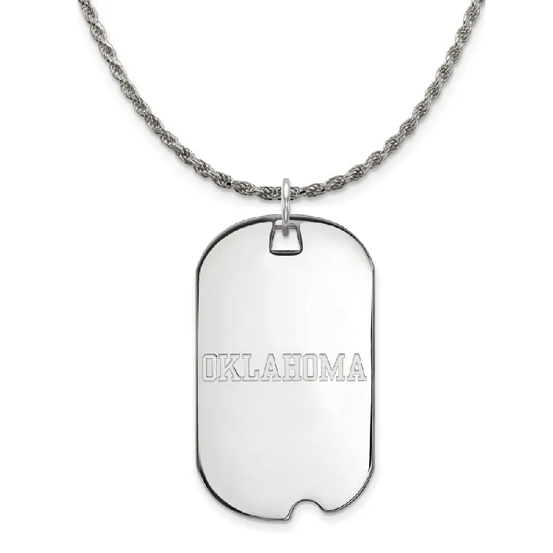 solid silver necklace-Sterling Silver U. of Oklahoma Large Dog Tag Necklace