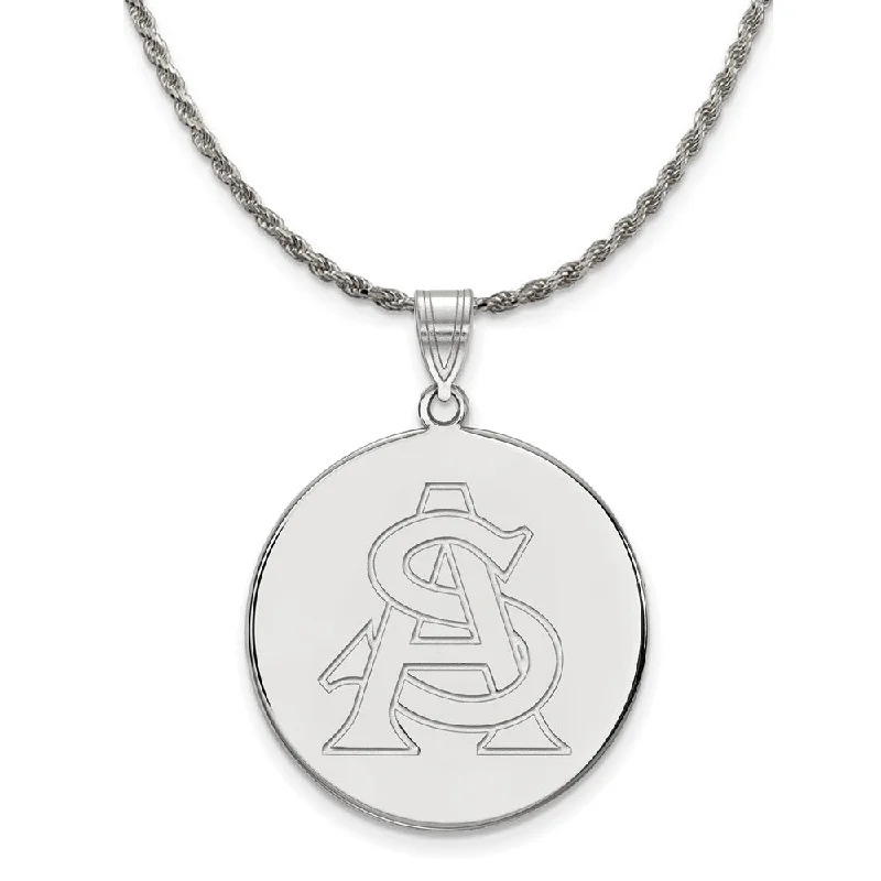 rose gold braided necklace-Sterling Silver Arizona State XL Disc Pendant Necklace