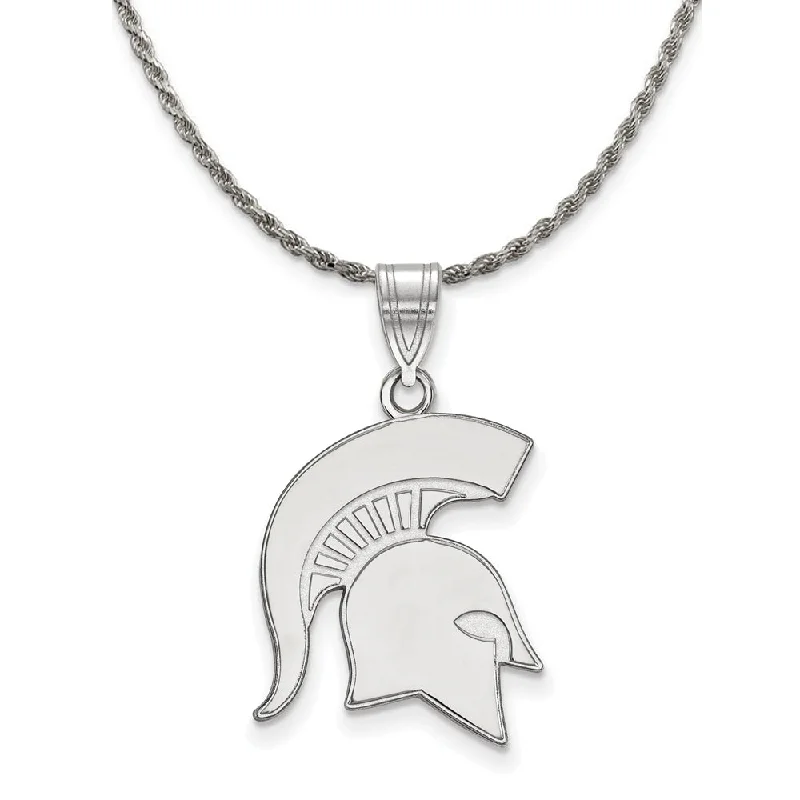 six-stone necklace-Sterling Silver Michigan State Spartans Large Logo Necklace