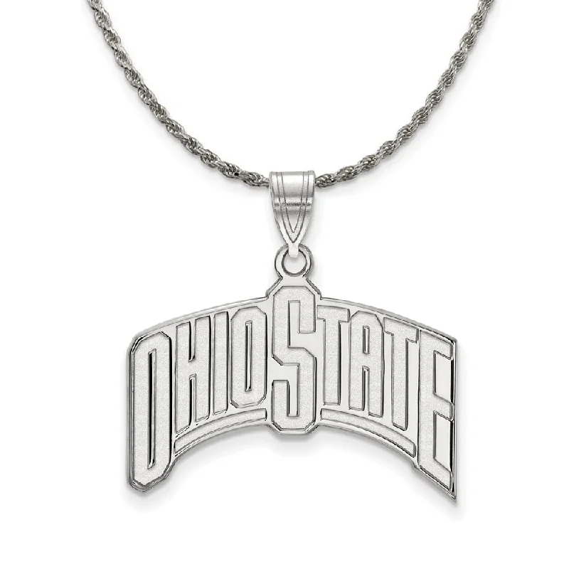 rose gold braided necklace-Sterling Silver Ohio State XL Pendant Necklace