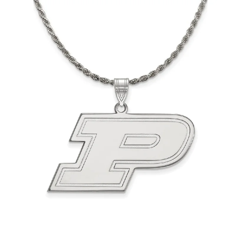 robust statement necklace-Sterling Silver Purdue Large Initial P Necklace