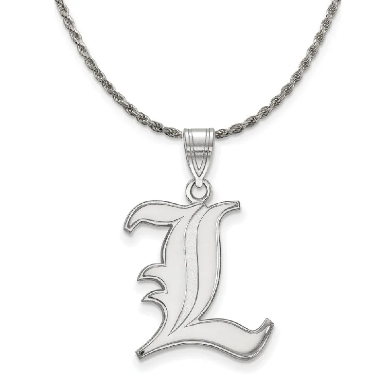 stretchable friendship necklace-Sterling Silver U. of Louisville Large 'L' Pendant Necklace