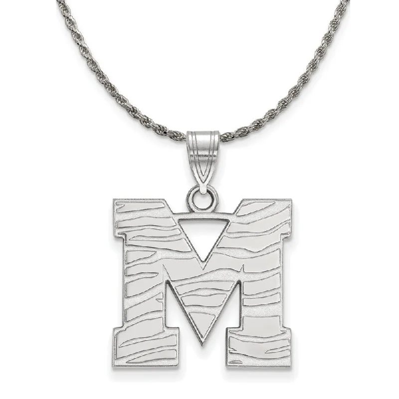 carved letter necklace-Sterling Silver U. of Memphis Large 'M' Pendant Necklace