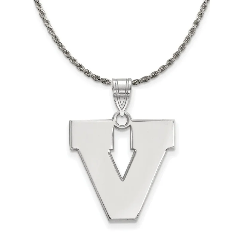 robust statement necklace-Sterling Silver U. of Virginia Large Initial V Necklace