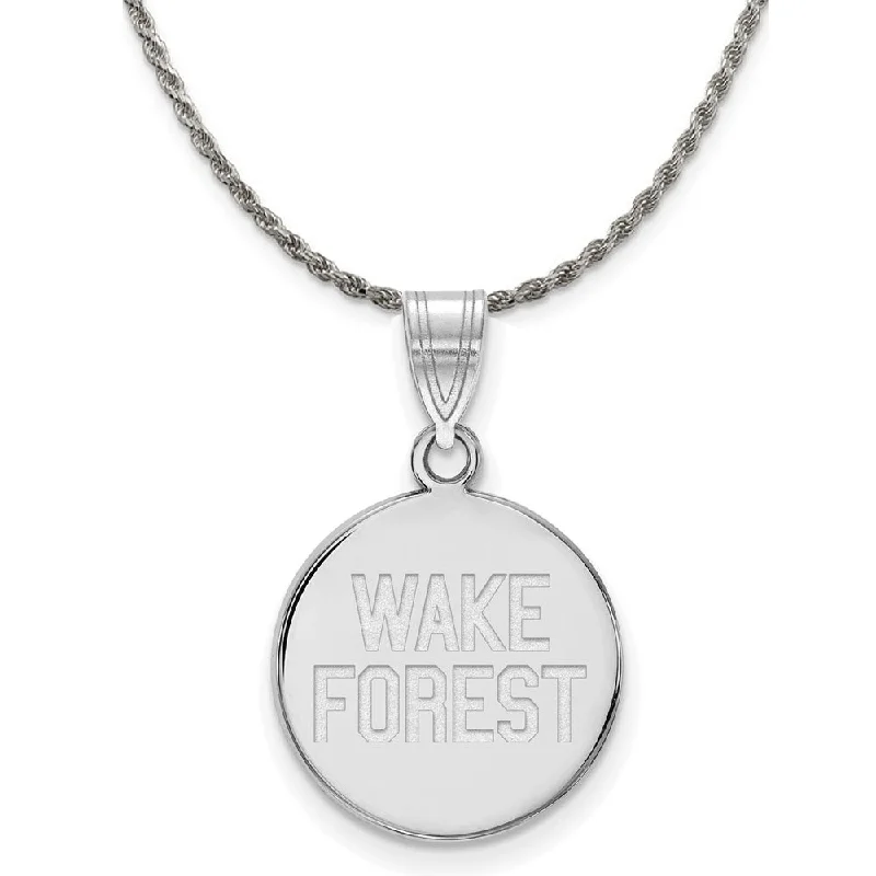 stretchable chain necklace-Sterling Silver Wake Forest U. XL Disc Pendant Necklace