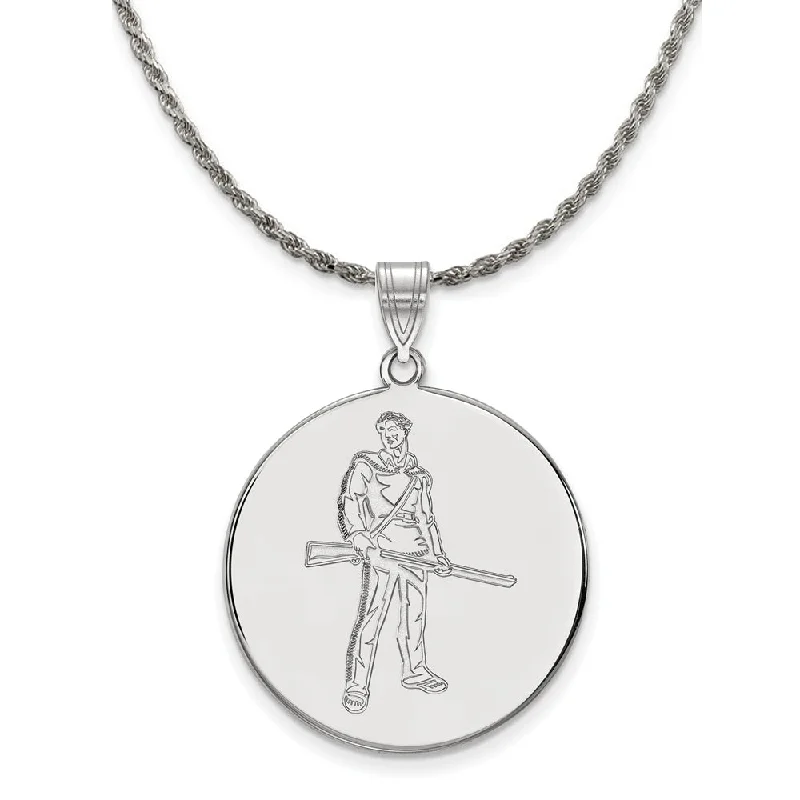 solid silver necklace-Sterling Silver West Virginia U. XL Disc Pendant Necklace