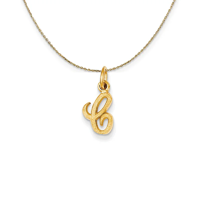 baroque diamond necklace-Sadie 14k Yellow Gold Satin Script Initial Necklace Letter C