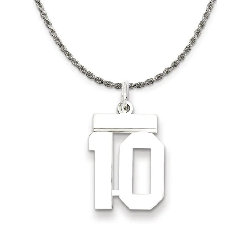 stretchable infinity necklace-Sterling Silver Athletic Lg Polished Number 10 Necklace