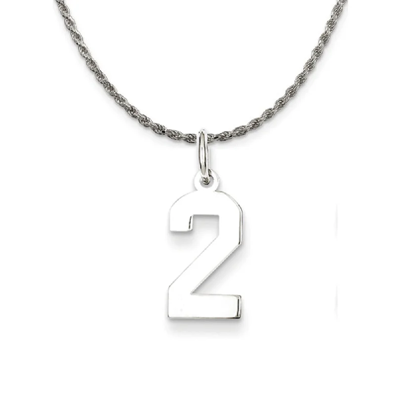 robust silver necklace-Sterling Silver Athletic Lg Polished Number 2 Necklace