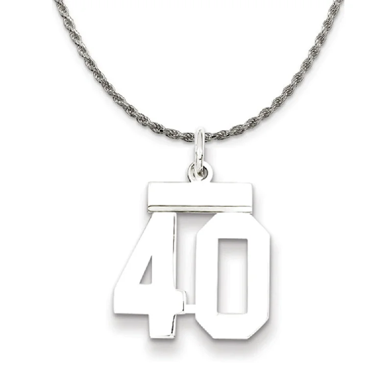 sci-fi matte necklace-Sterling Silver Athletic Lg Polished Number 40 Necklace