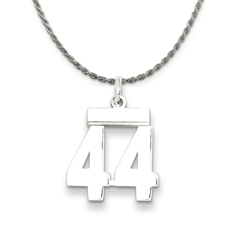 gold weave necklace-Sterling Silver Athletic Lg Polished Number 44 Necklace