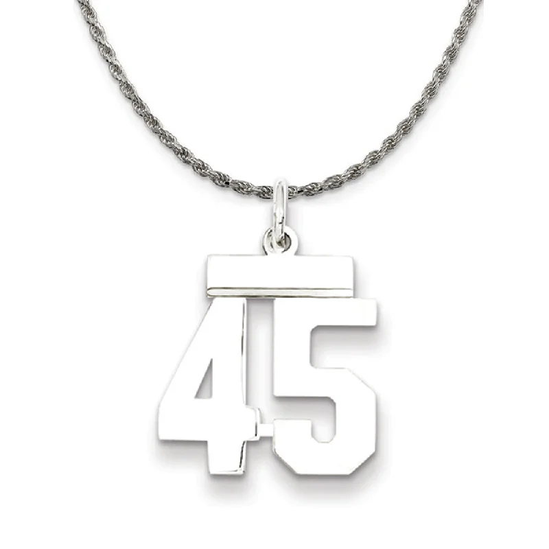 stretchable friendship necklace-Sterling Silver Athletic Lg Polished Number 45 Necklace