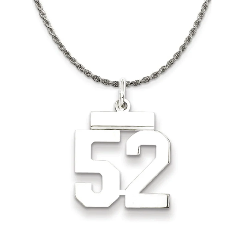 stretchable chain necklace-Sterling Silver Athletic Lg Polished Number 52 Necklace