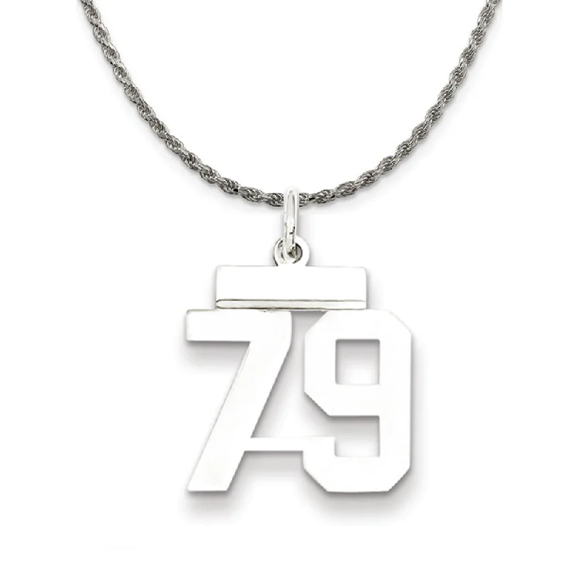 vine-inspired chain necklace-Sterling Silver Athletic Lg Polished Number 79 Necklace