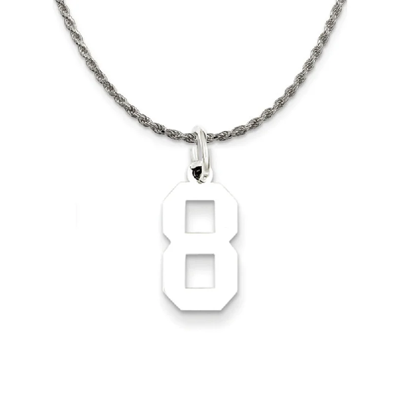 carved gemstone necklace-Sterling Silver Athletic Lg Polished Number 8 Necklace