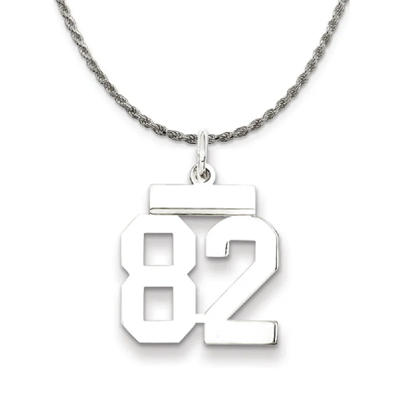 overlap chain necklace-Sterling Silver Athletic Lg Polished Number 82 Necklace