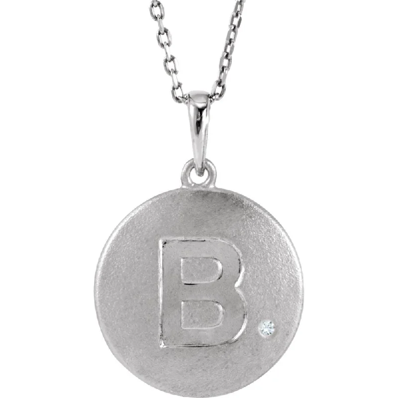 overlap chain necklace-The Emma Sterling Silver Diamond Block Initial B Disc Necklace, 18 In.