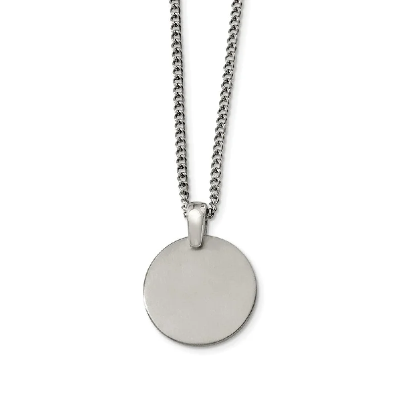 cosmic star necklace-Titanium Brushed Disk Necklace 22 Inch