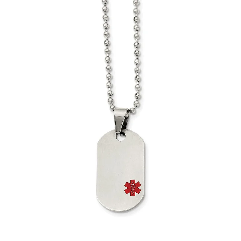 vine-inspired chain necklace-Titanium Medical Dog Tag on Stainless Steel Necklace 20 Inch