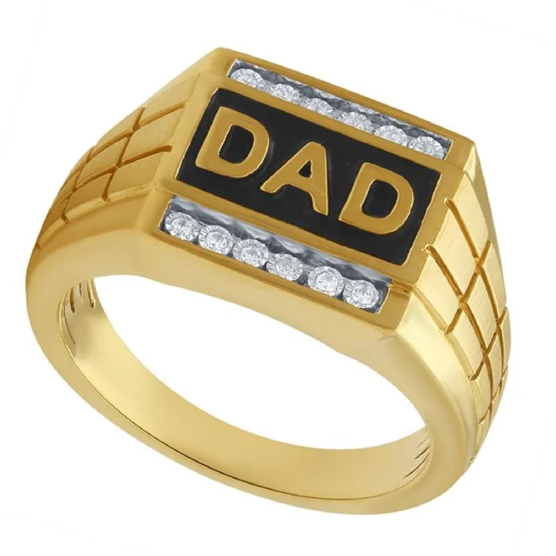 vintage-style ring-1/12 CTW Diamond Dad Ring in 10KT Yellow Gold