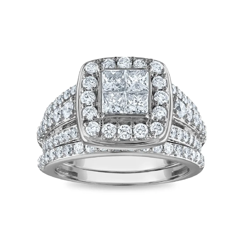 sci-fi twilight ring-1-3/4 CTW Diamond Halo Bridal Set Ring in 10KT White Gold