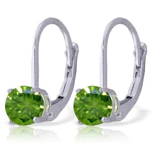 rugged gold earrings-1 Carat 14K Solid White Gold Leverback Earrings 1.0 Carat Green Diamond