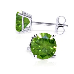 rugged sapphire earrings-1 Carat 14K Solid White Gold Stud Earrings 1.0 Carat Natural Green Diamond