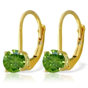 stretchable silver earrings-1 Carat 14K Solid Yellow Gold Leverback Earrings 1.0 Carat Green Diamond