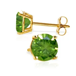 narrow hoop earrings-1 Carat 14K Solid Yellow Gold Stud Earrings 1.0 Carat Natural Green Diamond