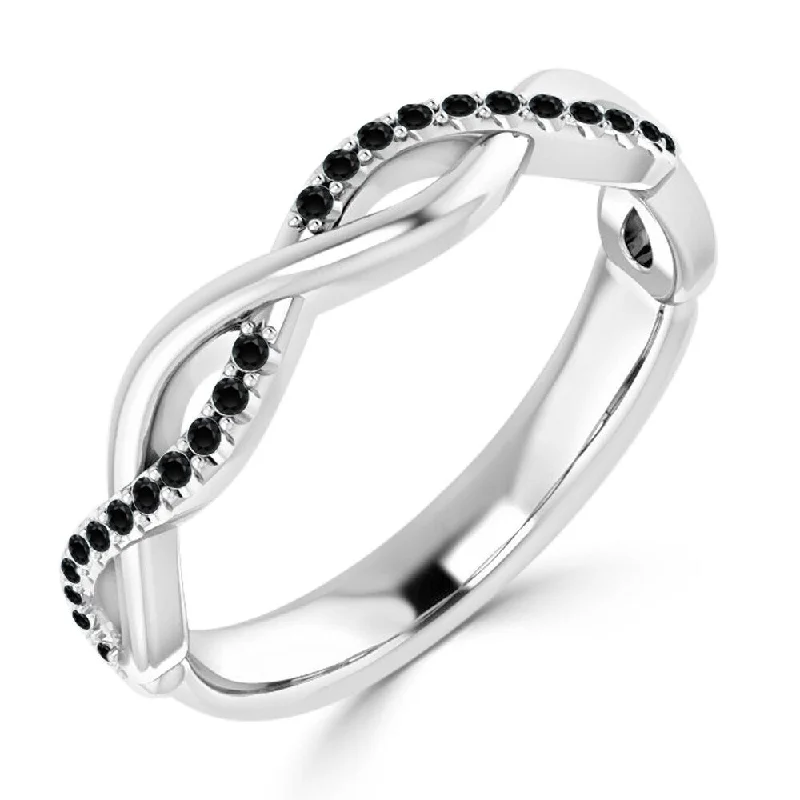 tendril gold ring-10K Gold Stackable 1/8ct TDW Infinity Inspired Black Diamond Wedding Band by Auriya