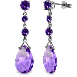 narrow gold earrings-13.2 Carat 14K Solid White Gold Beginning In October Amethyst Earrings