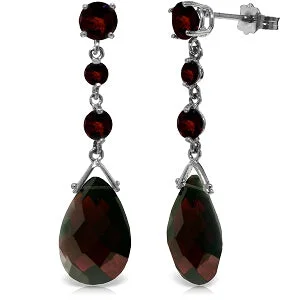 pearl braided earrings-13.2 Carat 14K Solid White Gold Winter Rain Garnet Earrings