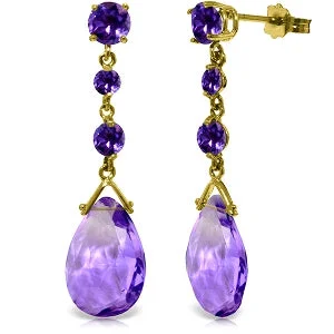 rover moon earrings-13.2 Carat 14K Solid Yellow Gold Bold View Amethyst Earrings