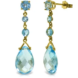 lavish statement earrings-13.2 Carat 14K Solid Yellow Gold Bold View Blue Topaz Earrings