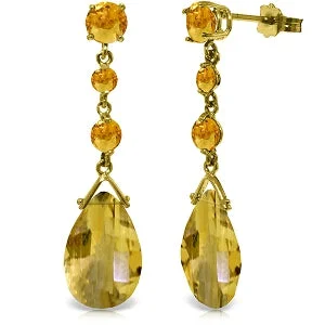 mini letter earrings-13.2 Carat 14K Solid Yellow Gold Bold View Citrine Earrings