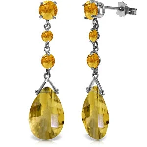 tendril engraved earrings-13.2 Carat 14K Solid Yellow Gold I Come Bearing A Gift Citrine Earrings