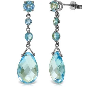 robust silver earrings-13.2 Carat 14K Solid Yellow Gold Joy Of Living Blue Topaz Earrings