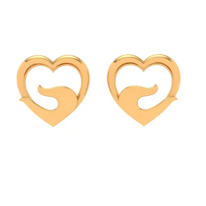 wave-shaped drop earrings-14k Gold Heart Earring For Everyday Wear