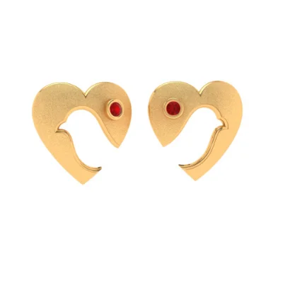 sci-fi twilight earrings-14k Heart Shaped Bird Themed Gold Trinket Exclusively For You